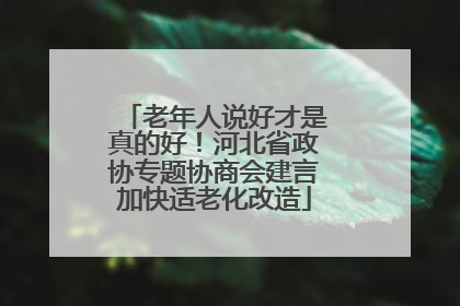 老年人说好才是真的好！河北省政协专题协商会建言加快适老化改造
